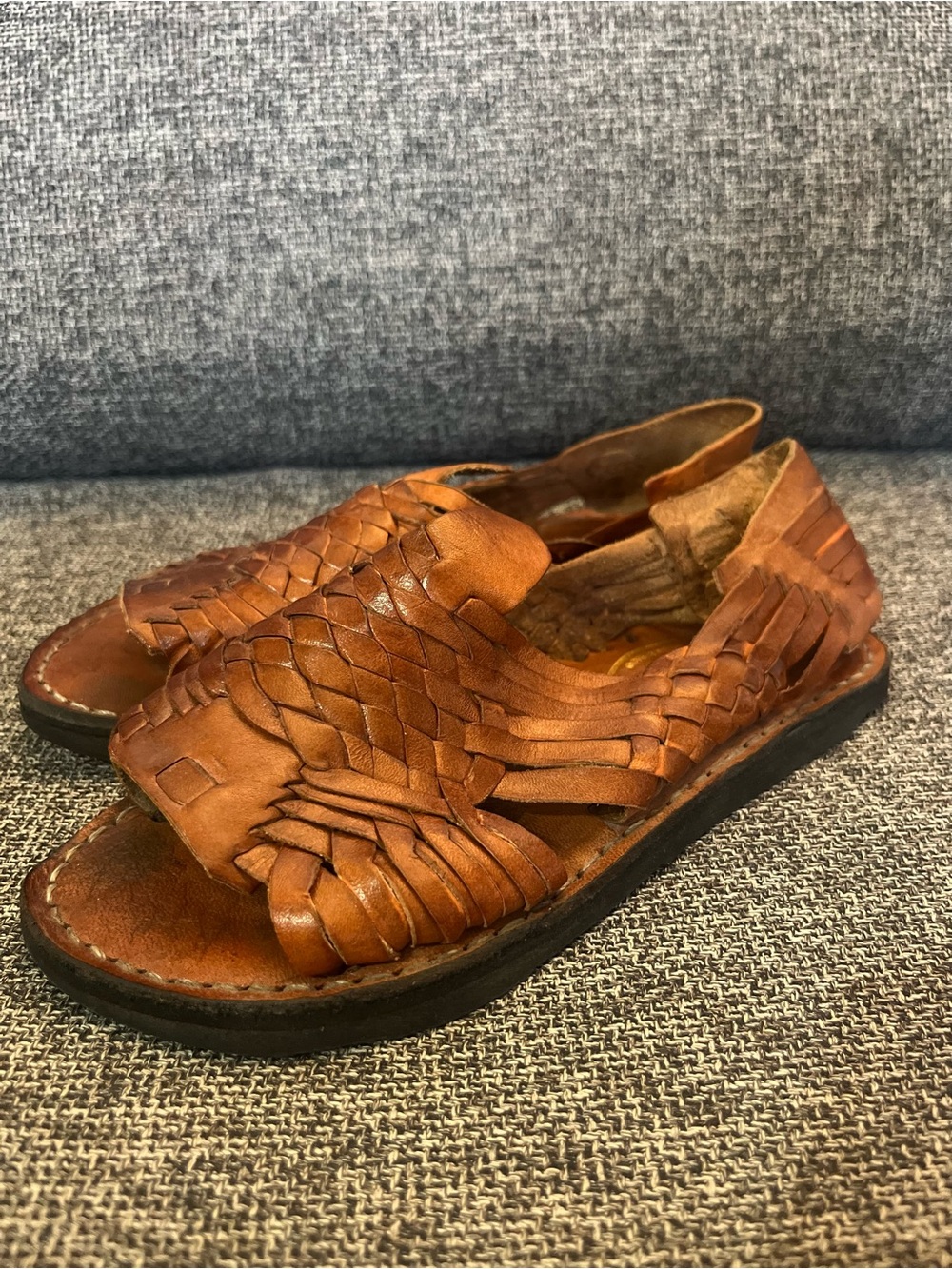 🟣 2/$8 Woven Leather Huarache Sandals for Women - Brown